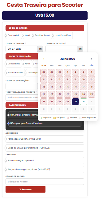 Sistema de reservas pelo site