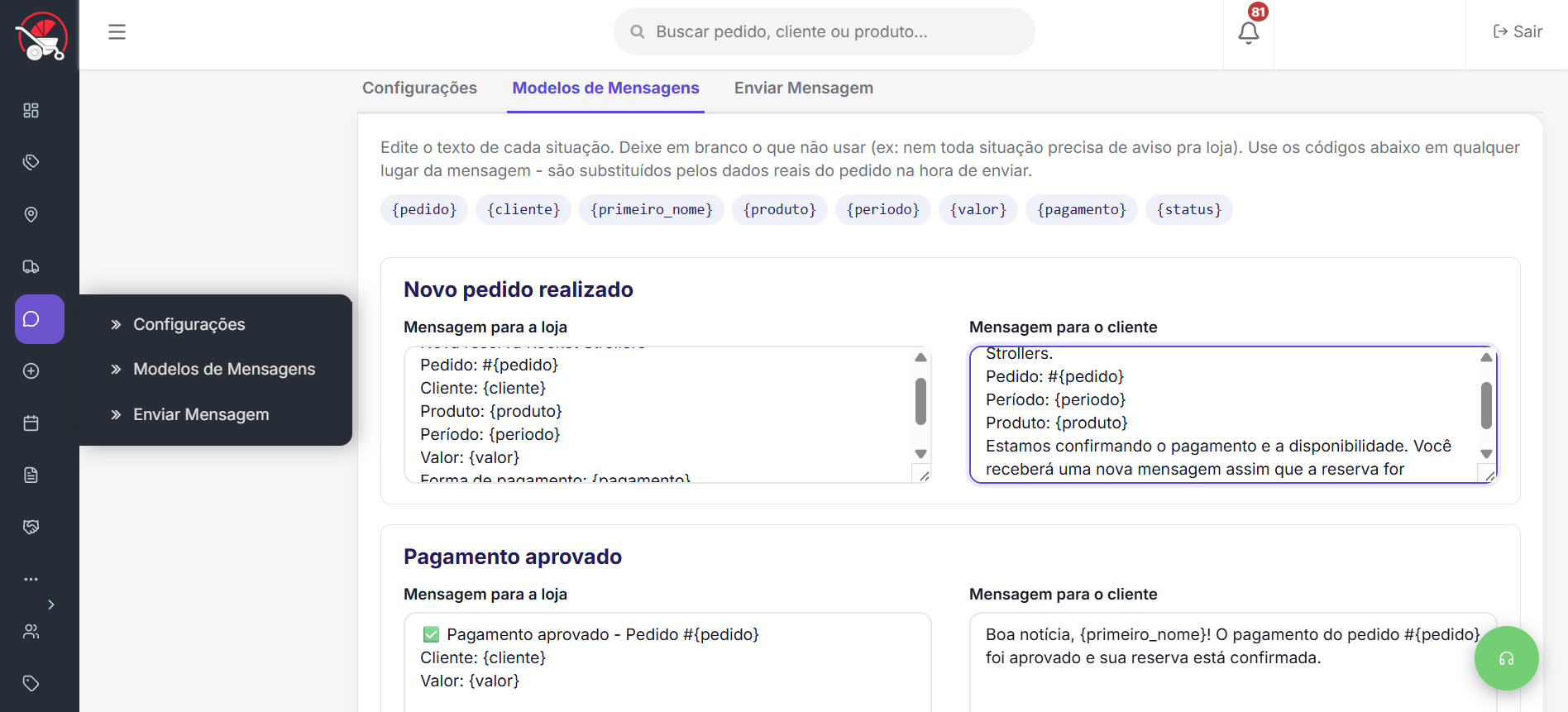 Notificações por WhatsApp e e-mail